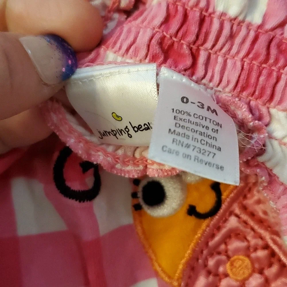 2 Ladybug Girl Outfits- Duck‎ Duck Goose Pink Onesie & Jumping Beans Romper 0-3M